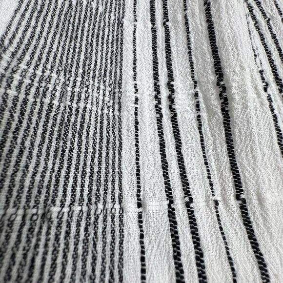 Slate & Willow Tiered Midi Dress Small Black White Stripe Tie Front Boho Cottage - Picture 9 of 15